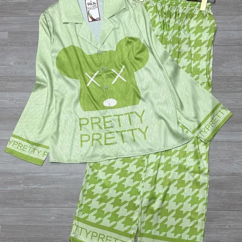 pjzama -set đồ bộ nữ rừng hồng tay dài lụa xước mềm Women 4