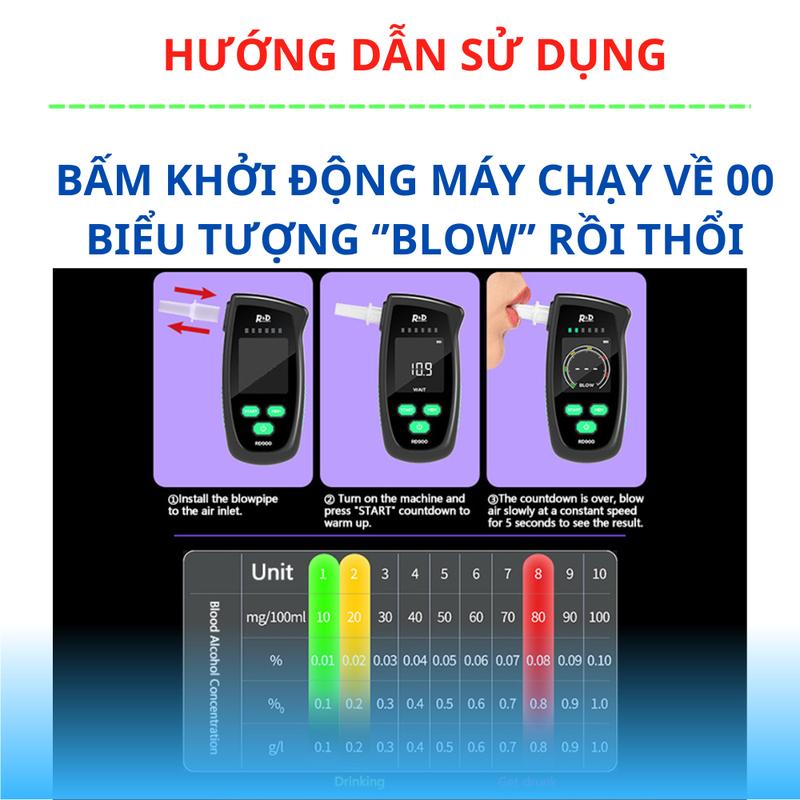 Máy thổi nồng độ cồn,Máy đo nồng độ cồn RD bia rượu trong hơi thở đạt chuẩn 99% ROHS an toàn cho lái xe 1