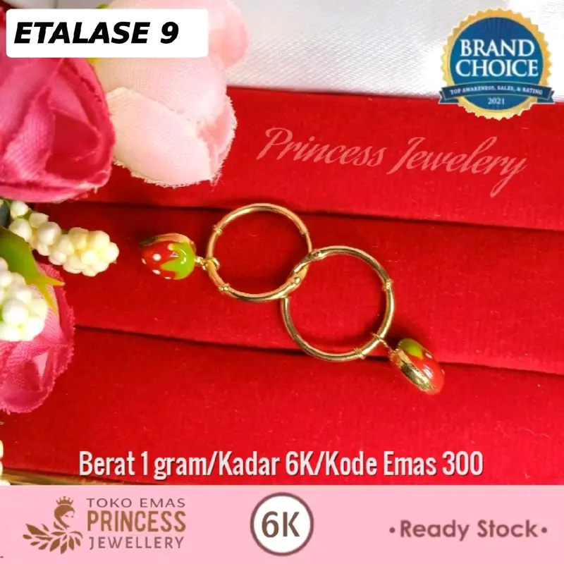 Anting Gipsy Strawberry 1 Gram 6K Princess Jewellery 0