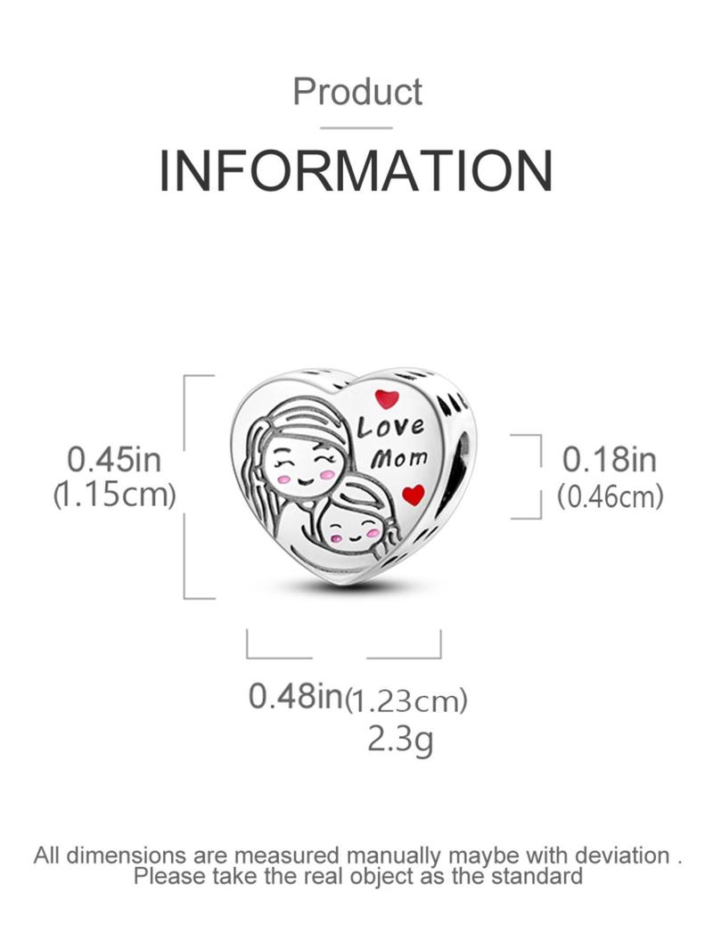 Product Introduction of Fashionable Elegant Heart & Love Mom Letters Design Pendant, Cute Charm for Women & Girls, Trendy All-match Exquisite DIY Jewelry Accessories 1