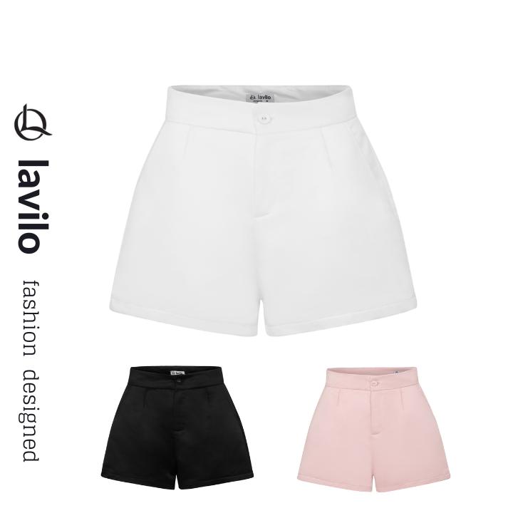 Quần Short Đùi Nữ Lưng Cao May 2 Lớp LAVILO QĐ111 – Vải Tafta Đứng Form Thấm Hút Tốt