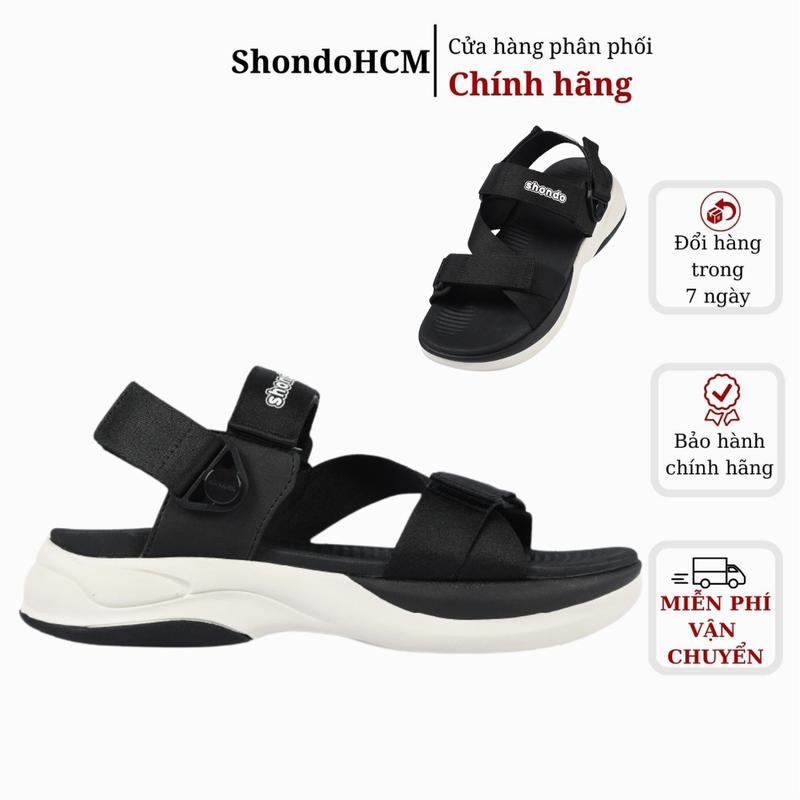  Giày Sandals Nam Nữ SHONDO F8B Êm Thời Trang Thích Hợp Đi Làm Đi Học Chơi Trắng Đen F8B0010 Dép sandans Đế Cao Đế Bằng DéP 