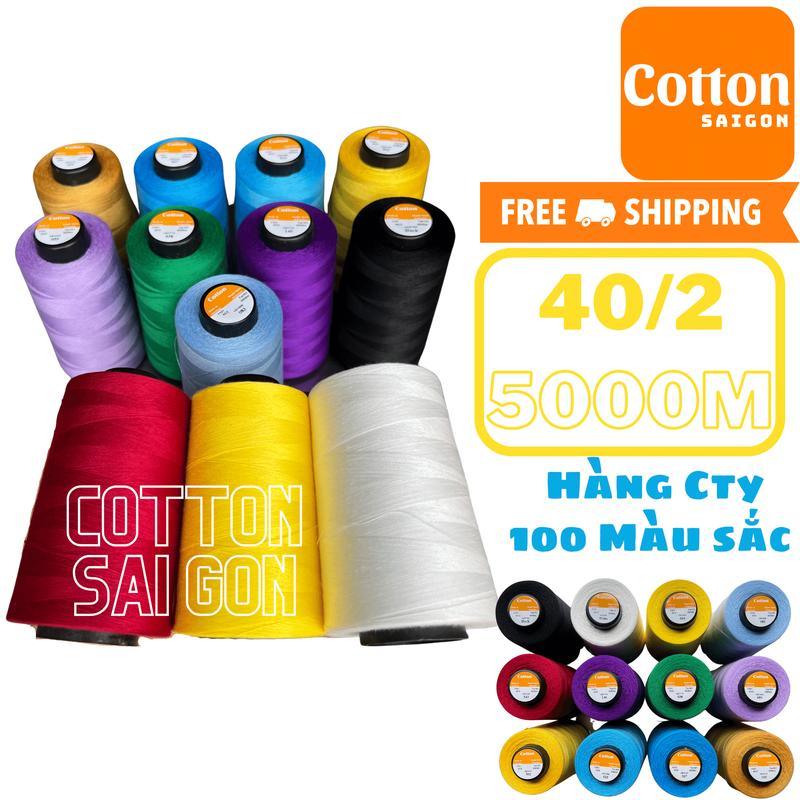 Chỉ may công nghiệp 40/2 Đen, Trắng, Màu. Hàng công ty loại tốt