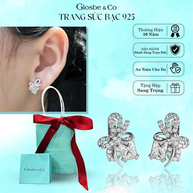 Product Introduction of Khuyên tai Bạc Glosbe Nơ Emerald, Khuyên Tai + Hộp Quà Tặng, quà tặng nhân dịp Valentine, 8/3,... 2