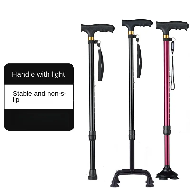 with Light Frosted Handle Telescopic Elderly Crutch Aluminum Alloy with Light Elderly Stick Elderly Supplies