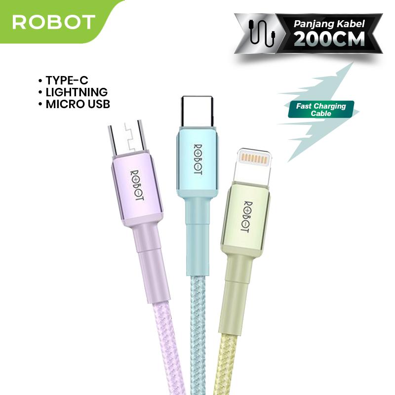 ROBOT Kabel Data RSM200/RSC200/RSL200 Type C Micro USB Lighting 2M Data ...