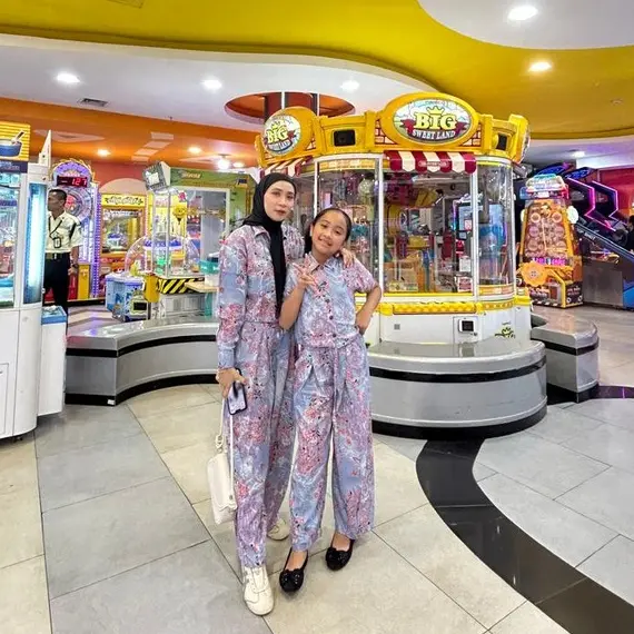 Setelan Dewasa Rayon diamond printing  Motif Terbaru Wanita Dewasa Lengan Panjang Full kancing @mamakgadis Celana Baju Muslim Baju 2