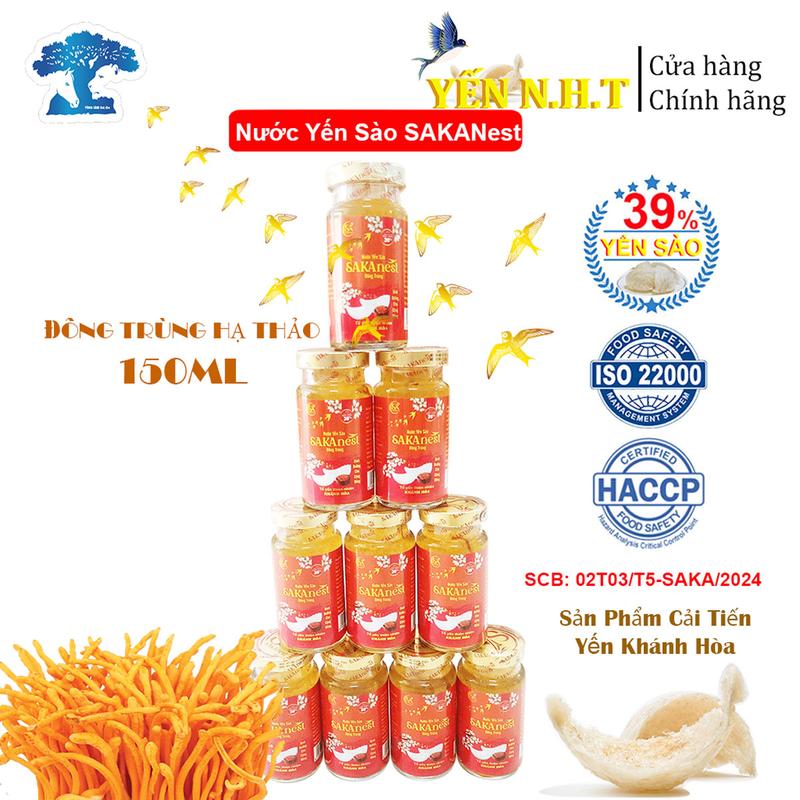 Combo 10 lọ Tổ Yến Chưng Đông Trùng Sakanest 39% yến Khánh Hòa 150ml