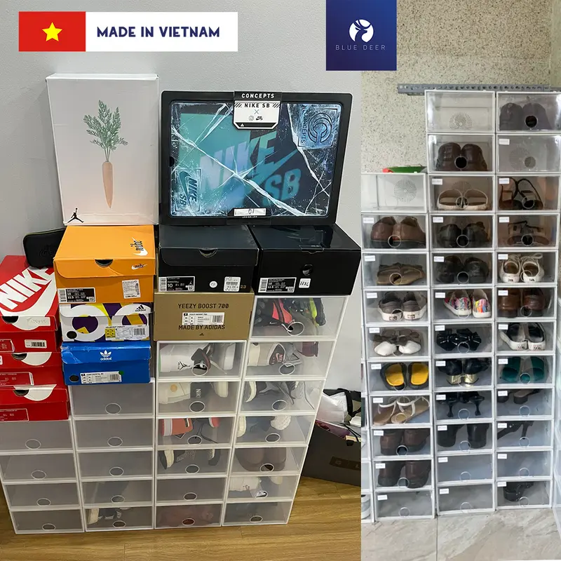 Hộp Đựng Giày Dép Nhựa Cứng Có Thoáng Khí - Nắp trong như kính 6