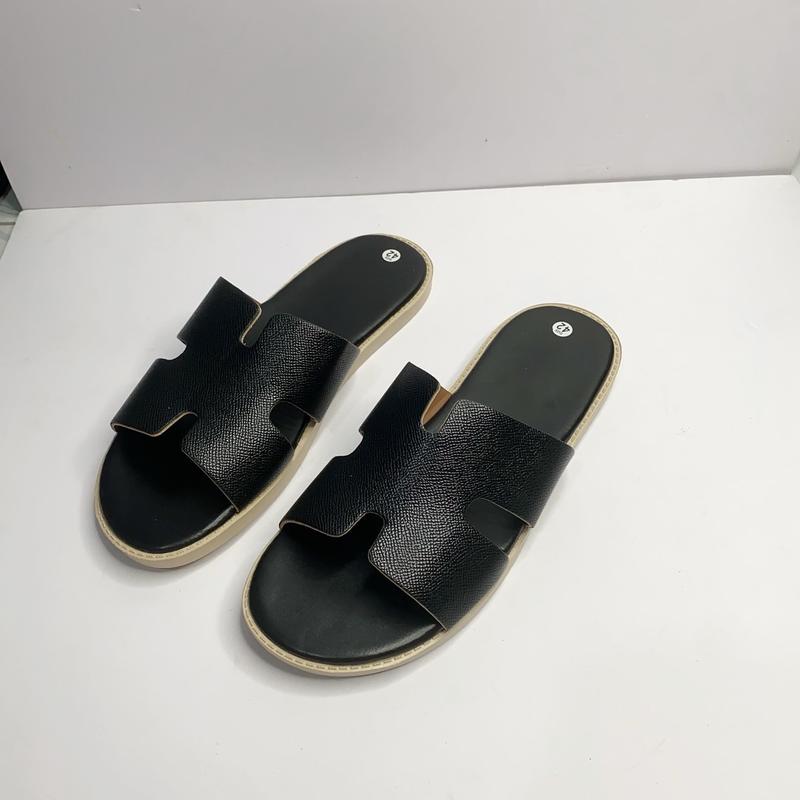 Dép nam quai ngang chữ H  cho nam quai da đen đế bằng cao su giả gỗ cao cấp. Boy cháy phố- dép nam đẹp 2024 Sandal DéP Jean Quai Hậu Nhung 1