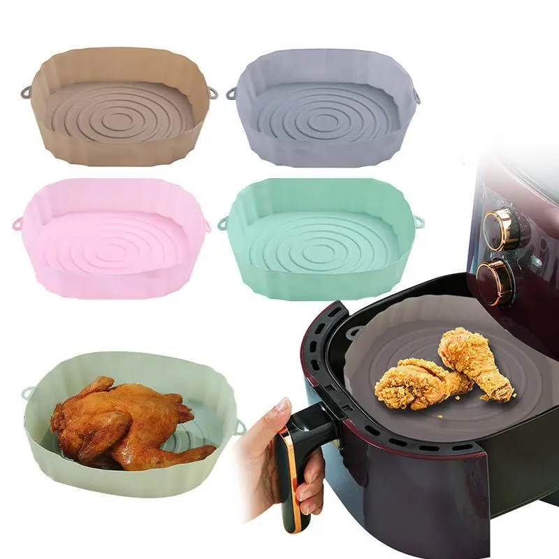 Air Fryer Silicone Basket Silicone Mold Airfryer Oven Baking Tray  Basket Reusable Pan Liner Accessories