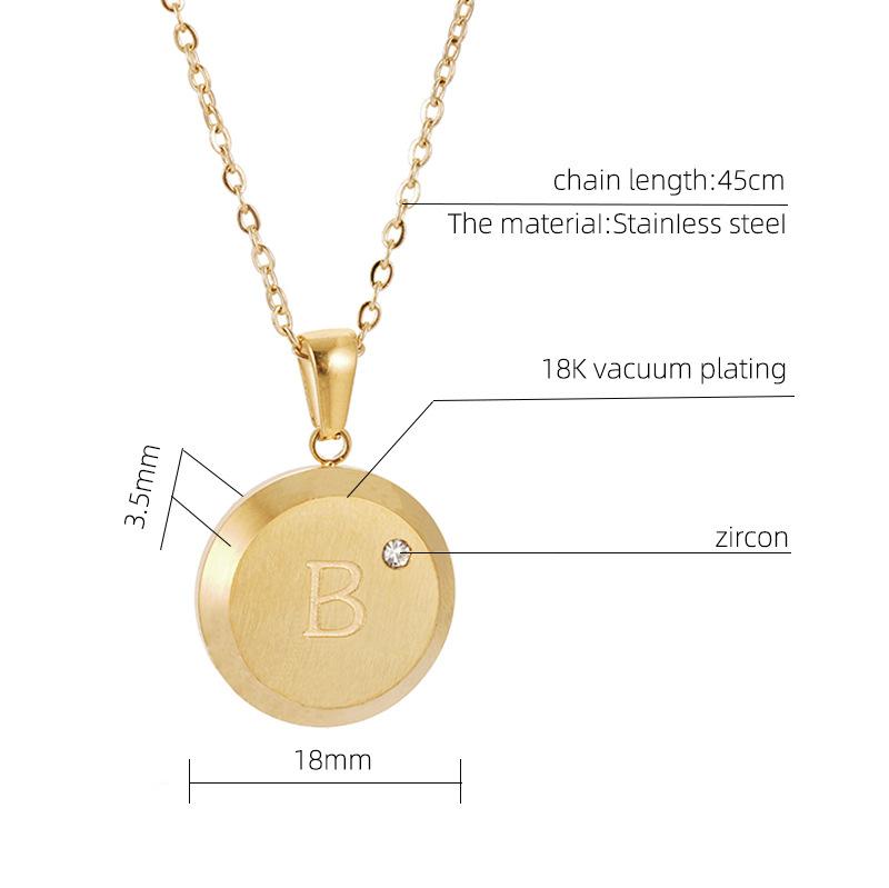 Product Introduction of INS Stainless Steel 26 Beaded Letter-Printing Necklace Female 18K European and American round Simple English Titanium Steel Pendant Jewelry 1