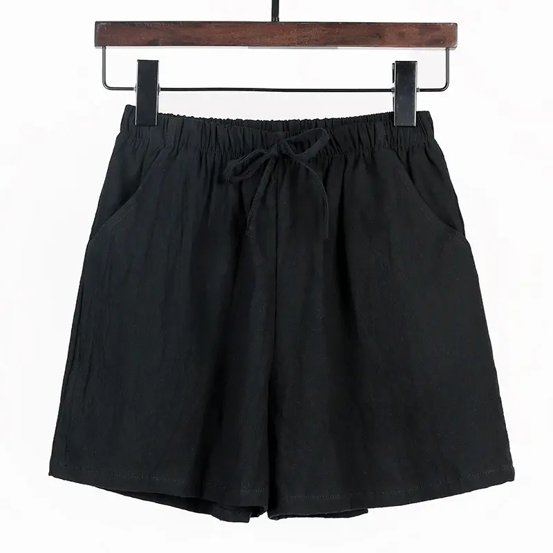 High Waisted Cotton and Linen Shorts