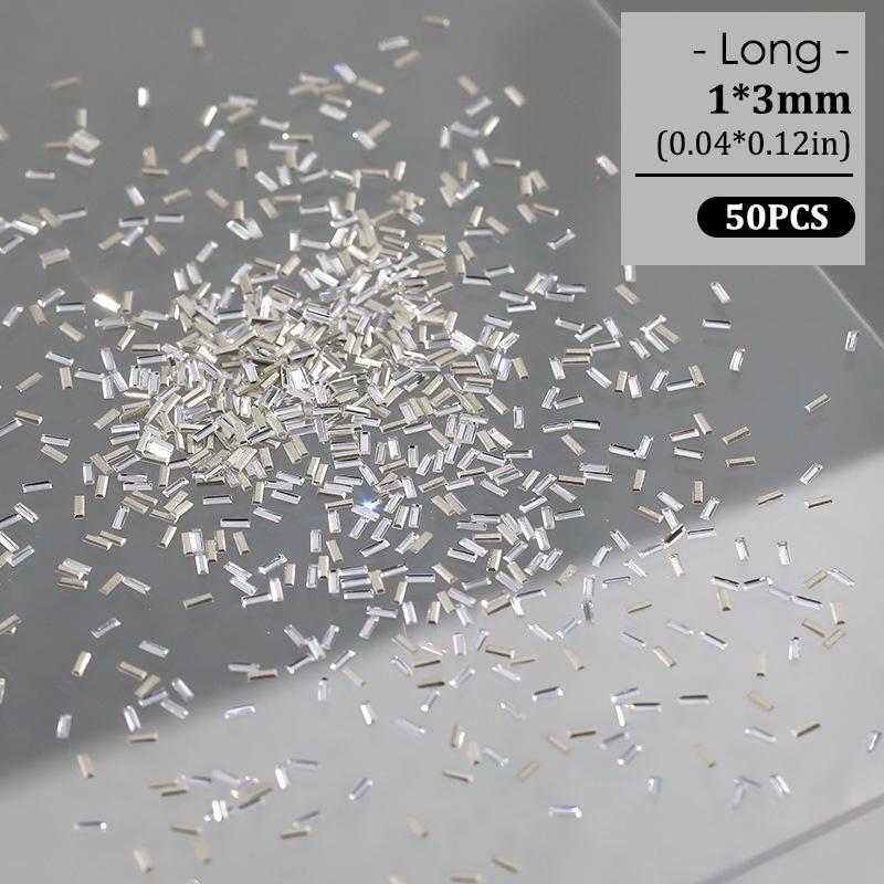 Product Introduction of Đồ Trang Trí Móng Tay Nghệ Thuật Hình Chữ Nhật Mini Phản Quang Lấp Lánh 50 Cái, Màu Trắng, Dải, Để Làm Móng 32