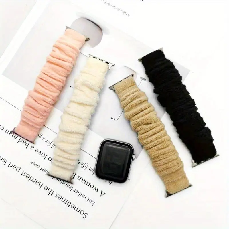 Solid Color Watch Band (Band Only), Warm Watch Band for Apple Samsung iWatch, Wearable Accessories Compatible with i1/2/3/4/5/6/7/8/9 & SE/Ultra Models, Pink 3