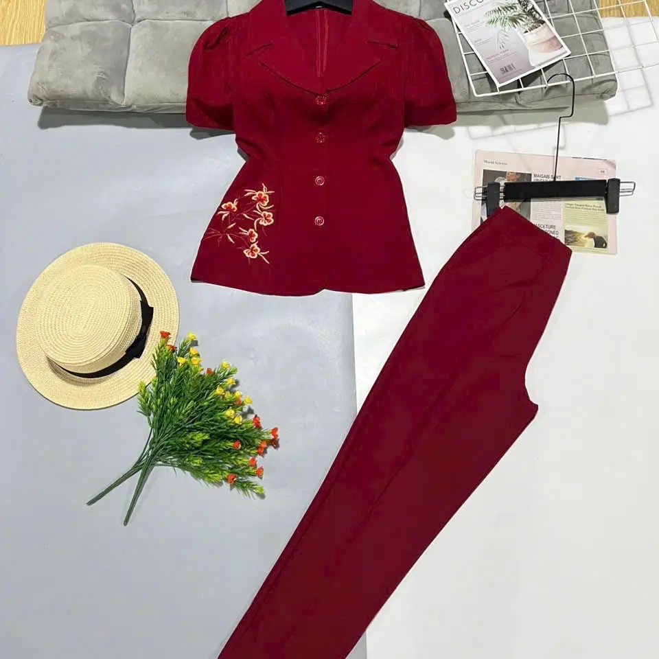 Đồ Bộ Trung Niên thêu Hoa co giãn nhiều thoải mái Nữ Women Top