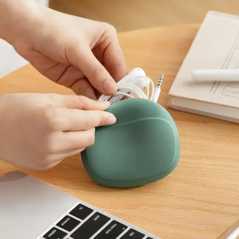 Silicone Storage Bag, 3 Counts/set Portable Earphone Data Cable Charging Cable Storage Bag, Travel Storage Bag for Home Office Outdoor, Audio【Only Bag】 2