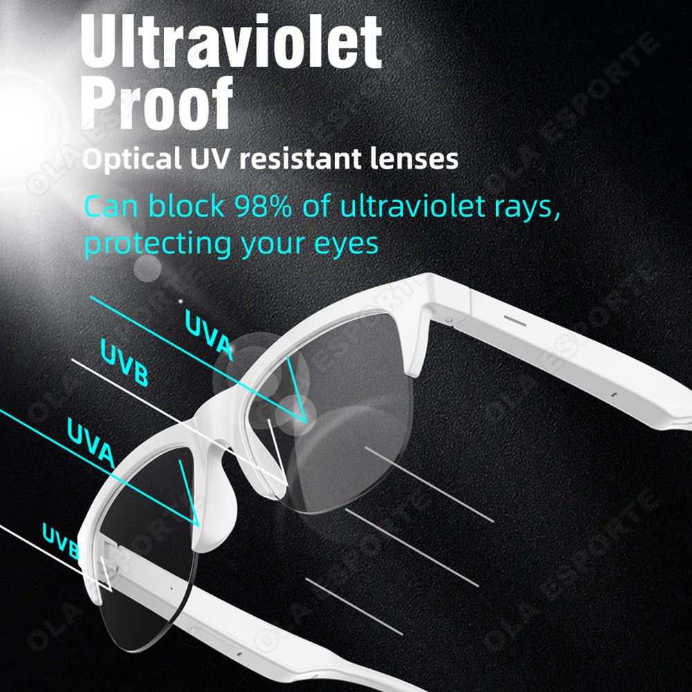 Sunglasses Smart Glasses UV protection Voice Assistant HIFI Sound Control Call Quality Music Smart Glasses Waterproof Sunglasses - Image 2