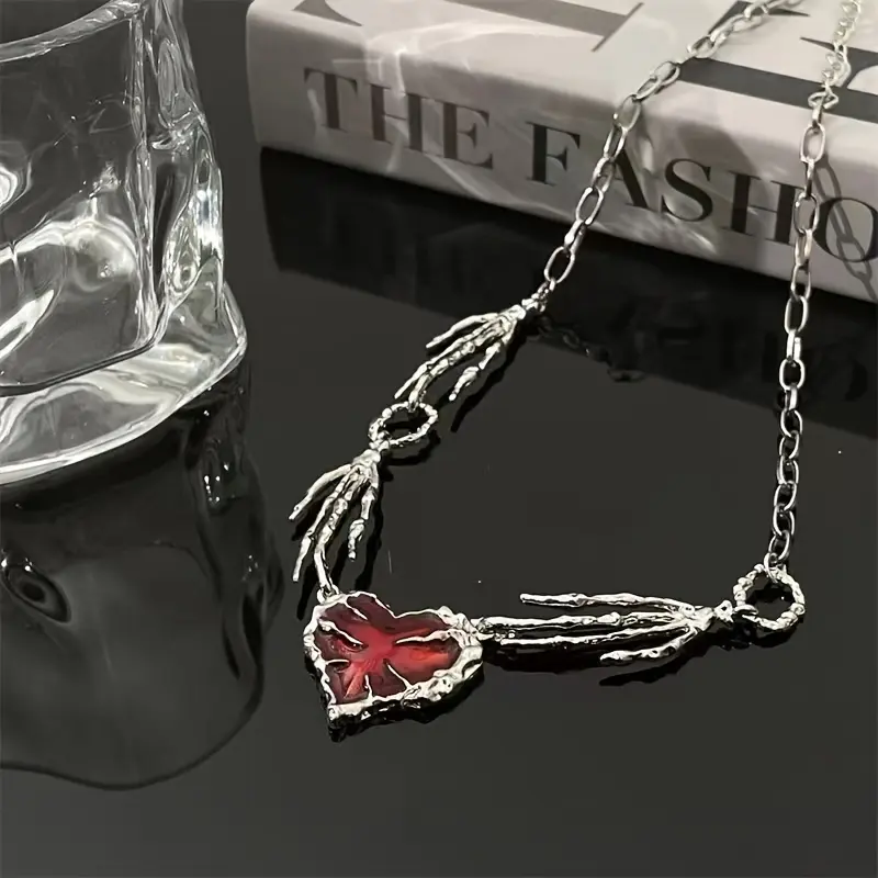 Gothic Skeleton Pendant - Red Zirconia Clavicle Chain, Decorative for Halloween Party or Cosplay Wear eternity  collar 6