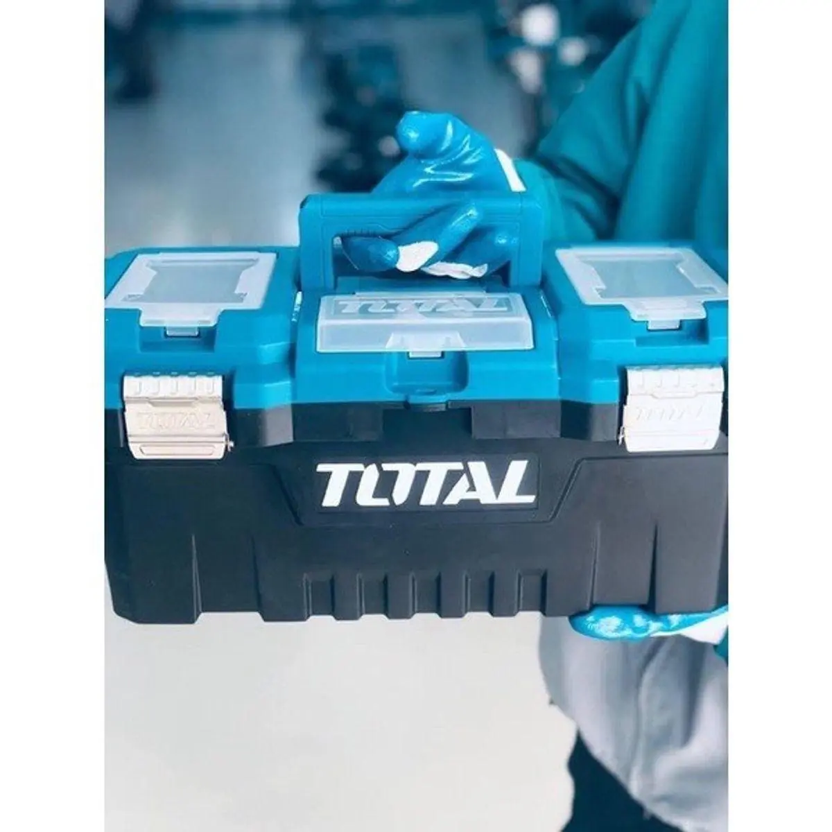 Hộp nhựa đựnġ công cụ 14, 17 inch khóa kim loại, thùng đựnġ đồ nghề Total