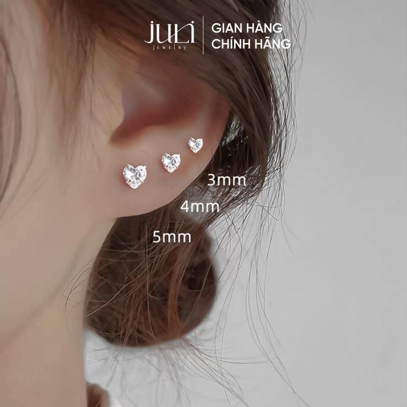 [Khuyến Mãi]Bông tai bằng bạc Ý trắng sáng lấp lánh, đính Kim Cương sang trọng Hot trend|KT1031 JULI 1