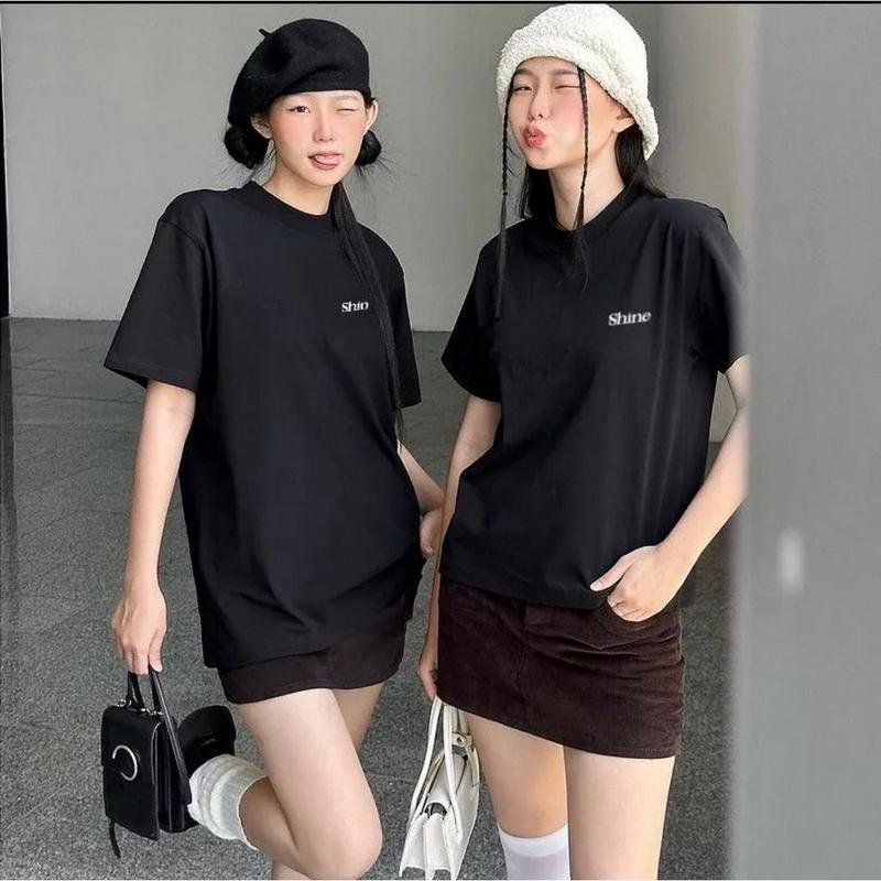 Áo Thun Babe Tee Thêu Chữ  "Shine" Cotton 100% 2 Chiều ĐL 250gsm Nữ Women Top Cổ Tròn Cổ Tròn 6