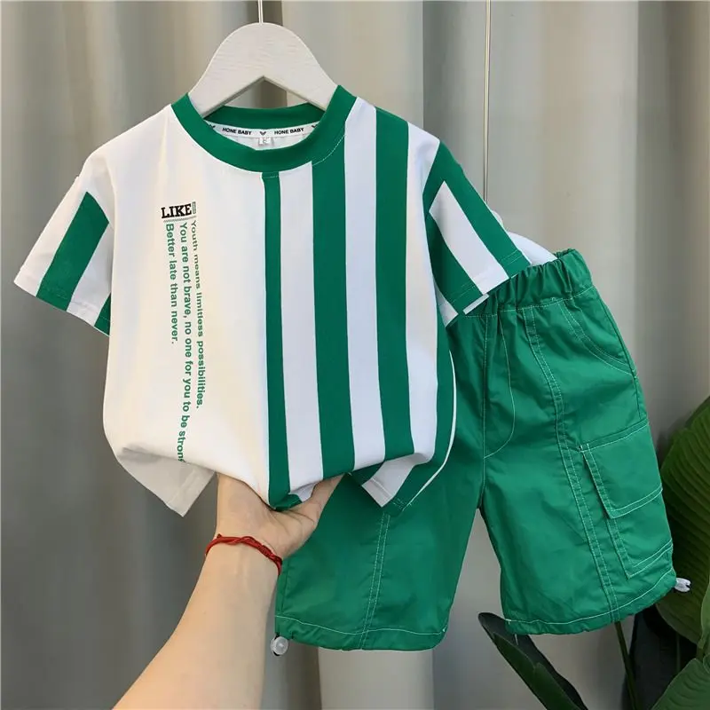 Bộ Đồ Mùa Hè Cho Bé Trai, 24 Quần Áo Đẹp Trai Mới Cho Trẻ Em, ngắn Tay Phong Cách Phương Tây, Bộ Đồ Hai Mảnh, Tuyệt Vời, Cho Bé Trai