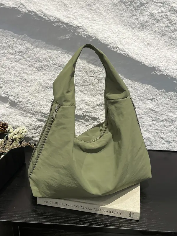 Women's Solid Color Tote Bag, Fashionable Large Capacity Shoulder Bag for Daily Commute, Casual Trendy Versatile High-quality Daily Commuting Bag, Sling Purse 0