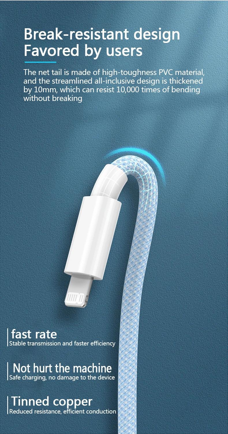 Product Introduction of Cáp USB PD 20W, 4 màu có sẵn, Tương thích với iPhone 14, 13, 12, Pro Max, 11 và iPad mini, Sạc nhanh Type C, Cáp dữ liệu USB C, Có sẵn trong 1m và 2m chiều dài 10