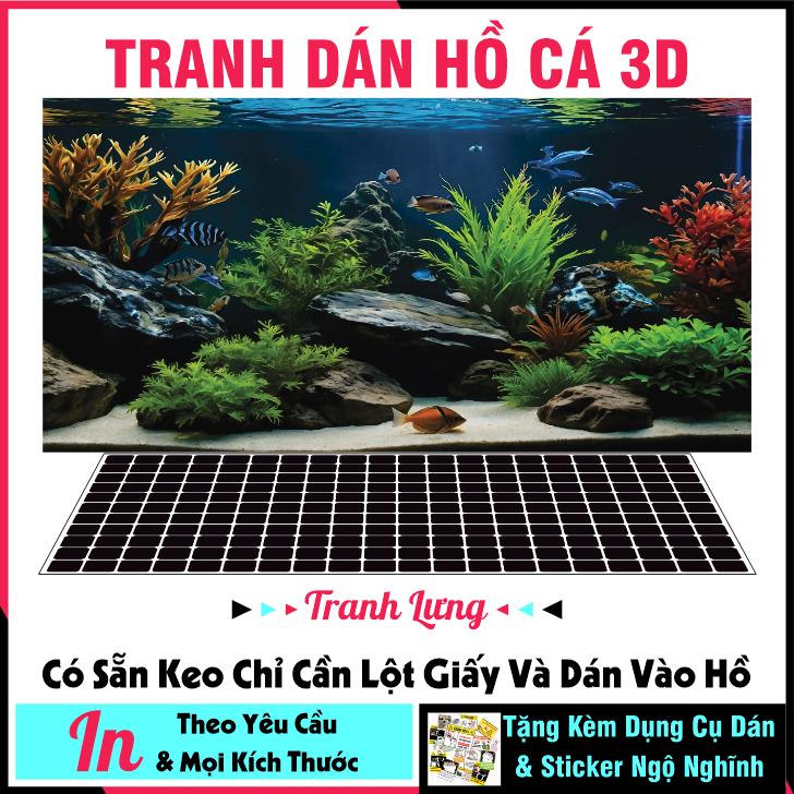 Tranh dán hồ cá 3d - dán bể cá cảnh - dán hồ cá thuỷ sinh - CÓ SẴN KEO DÁN - NHIỂU KÍCH THƯỚC