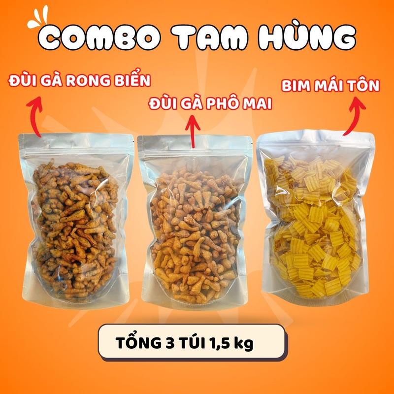 1,5 kg COMBO TAM HÙNG: Đùi Gà Rong Biển - Đùi Gà Phô Mai - Bim Mái Tôn - ĐỒ ĂN VẶT Minh Nguyệt Foods Snack Thức Ăn