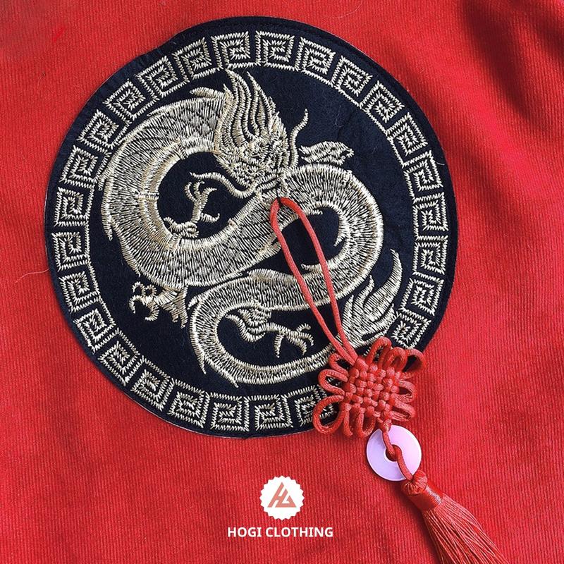 Áo dài bé trai Hogi màu đỏ thêu rồng tròn chất liệu nhung chéo cao cấp, áo dài tết đủ size - Hogi clothing 4