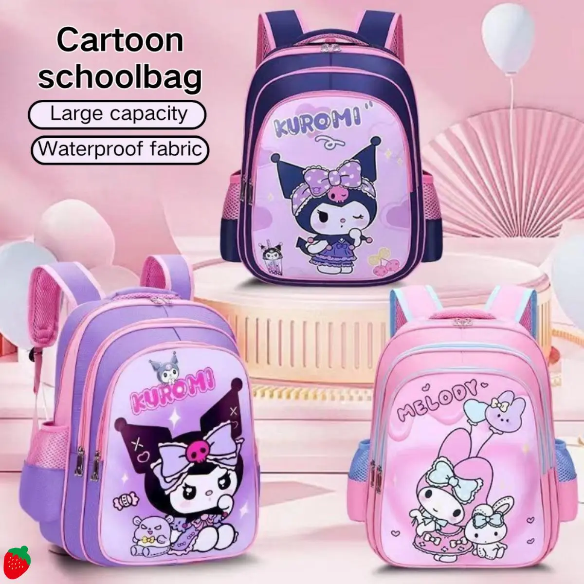 mallostore Stylish and Practical: Girls' Waterproof Schoolbag with Large Capacity and Cute Cartoon Design