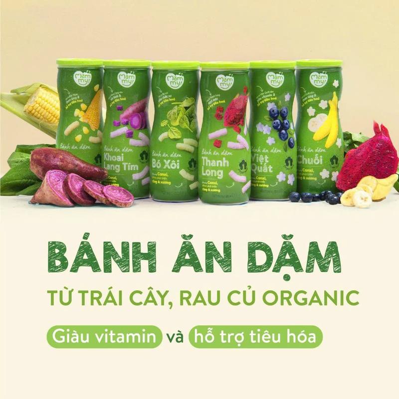 Bánh ăn dặm hũ Mămmy vị trái cây và rau củ giúp hỗ trợ tiêu hoá cho bé 6 tháng tuổi, hũ 32-50g bánh ăn vặt đủ loại cho bé bánh ăn dặm gerber vị phô mai