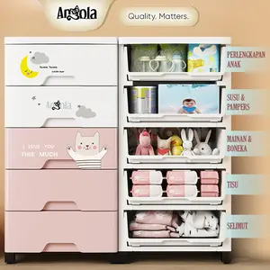ANGOLA Lemari Pakaian Anak 4 5 6 Tingkat C18-C20 Lemari Plastik Susun Laci Roda Furniture