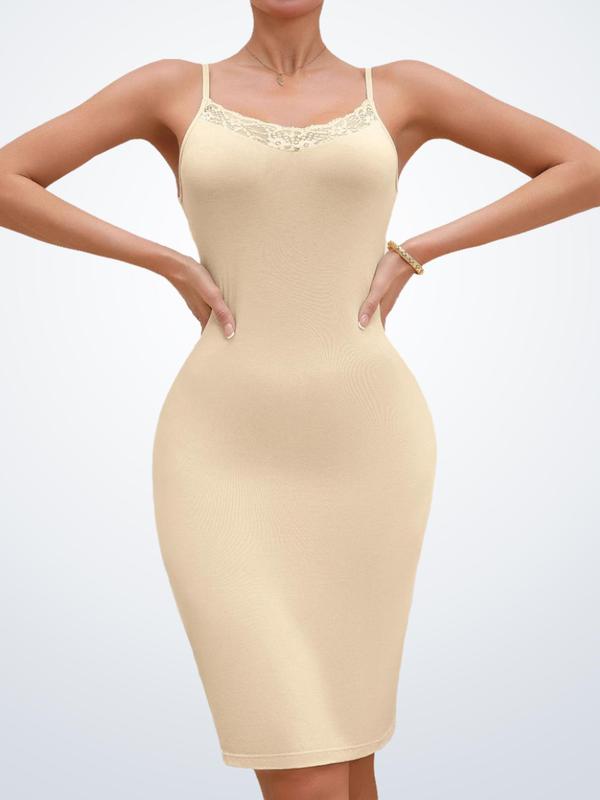 One-piece solid-color lace nightgown for ladies, a tight, sexy, body - shaping and hip - wrapping nightdress with adjustable suspenders 2