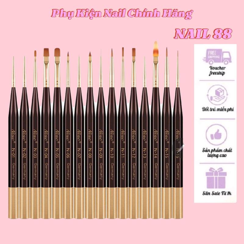  Cọ vẽ móng Niao Germany chính hãng cán gỗ cao cấp cho việc làm nail chuyên nghiệp cọ nail cọ nét cọ đắp gel cọ bản cọ omber cọ hoa cúc 