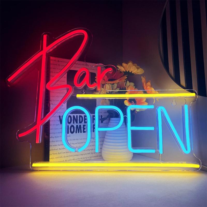 Product Introduction of Bar Open Neon Sign, LED Sign Wall Decoration, USB Powered Open Bar Neon Sign, Bar Shop Cafe Shop Party Club Restaurant Shop Open Sign, Bar Light Decoration Gift 0