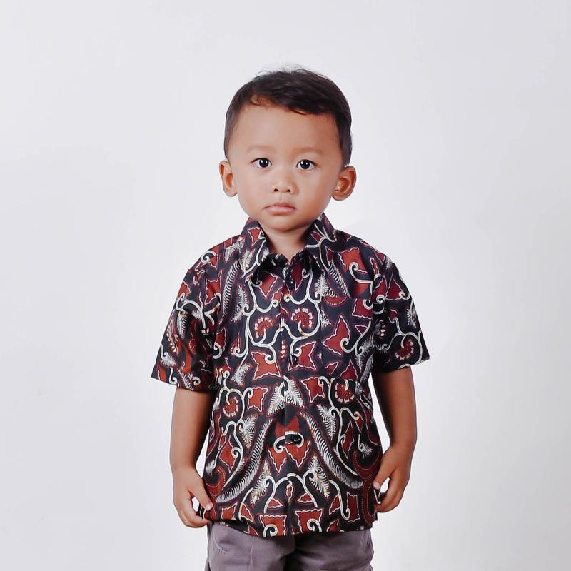 kemeja batik anak laki laki lengan pendek Katun Seragam 7