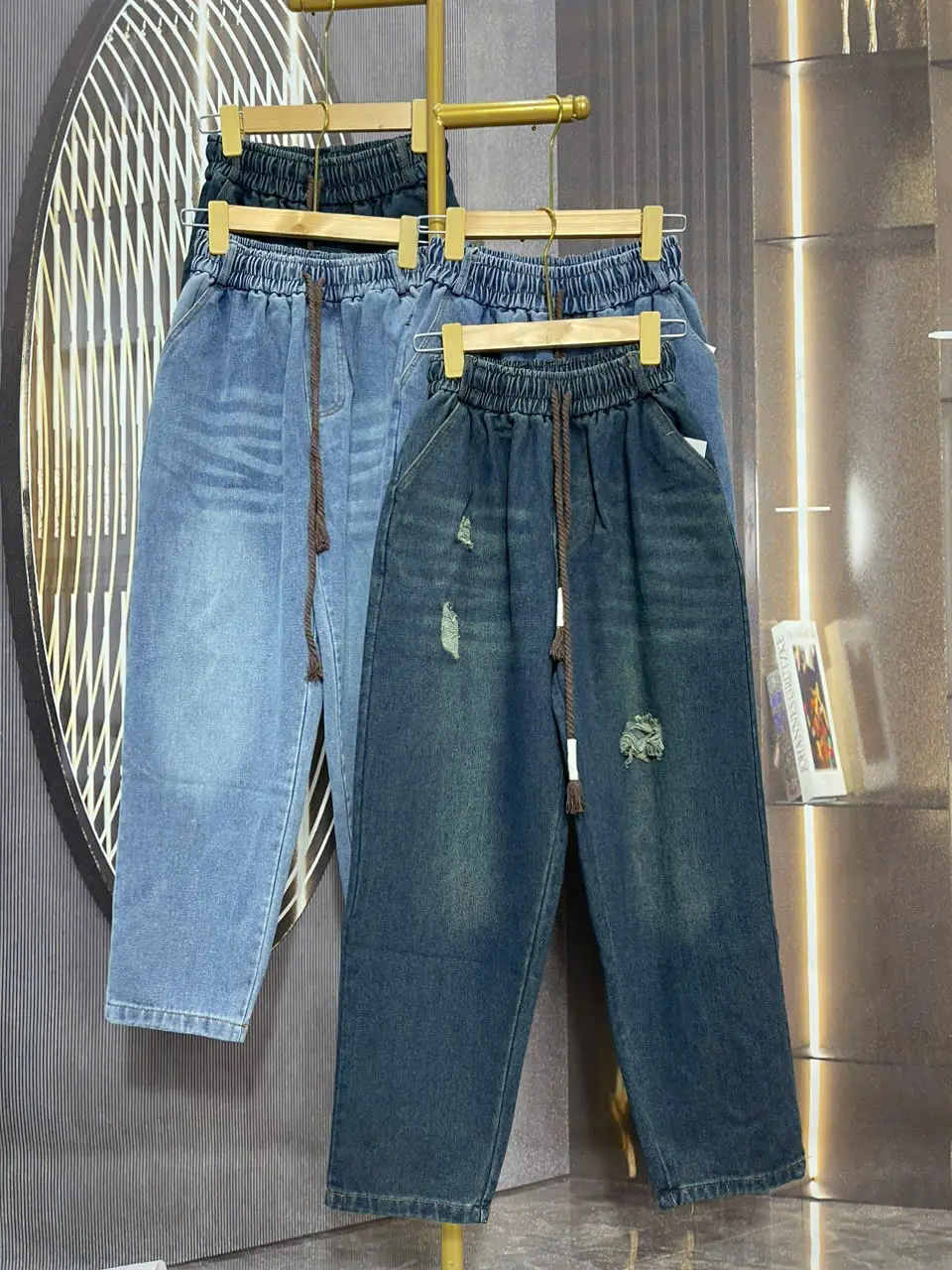 ￼(40kg-78kg) Quần Jean nữ BAGGY Rách Xước Phong Cách Hàn Quốc Cá Tính - Có Túi, Cạp Chun, dày dặn-mềm mại Dễ Phối Đồ