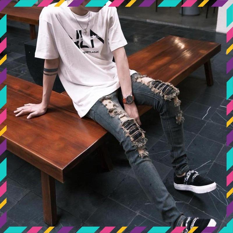 Quần jean nam VLADAK xanh đậm vá da đen ( CÓ HỘP ) Menswear