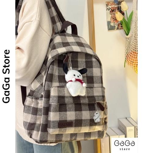 Balo sọc caro đi học nữ size vừa phù hợp cho học sinh, sinh viên B704