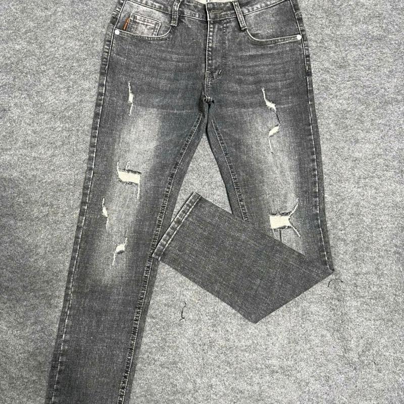 M-27: QUẦN JEANS NAM CAO CẤP XÁM ĐẬM  RÁCH THỜI TRANG FORM SLIM 3