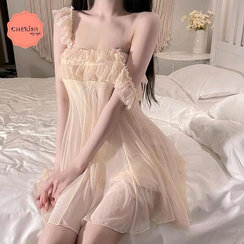 M57 Váy ngủ tiểu thư sexy cao cấp Đầm 2 dây mặc nhà gợi cảm quyến rũ Nữ Thun
