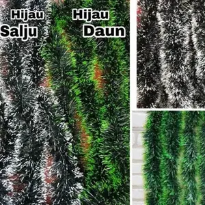 SLINGER TINSEL NATAL/ HIASAN NATAL HIJAU SALJU POHON NATAL MERRY CHRISTMAS.