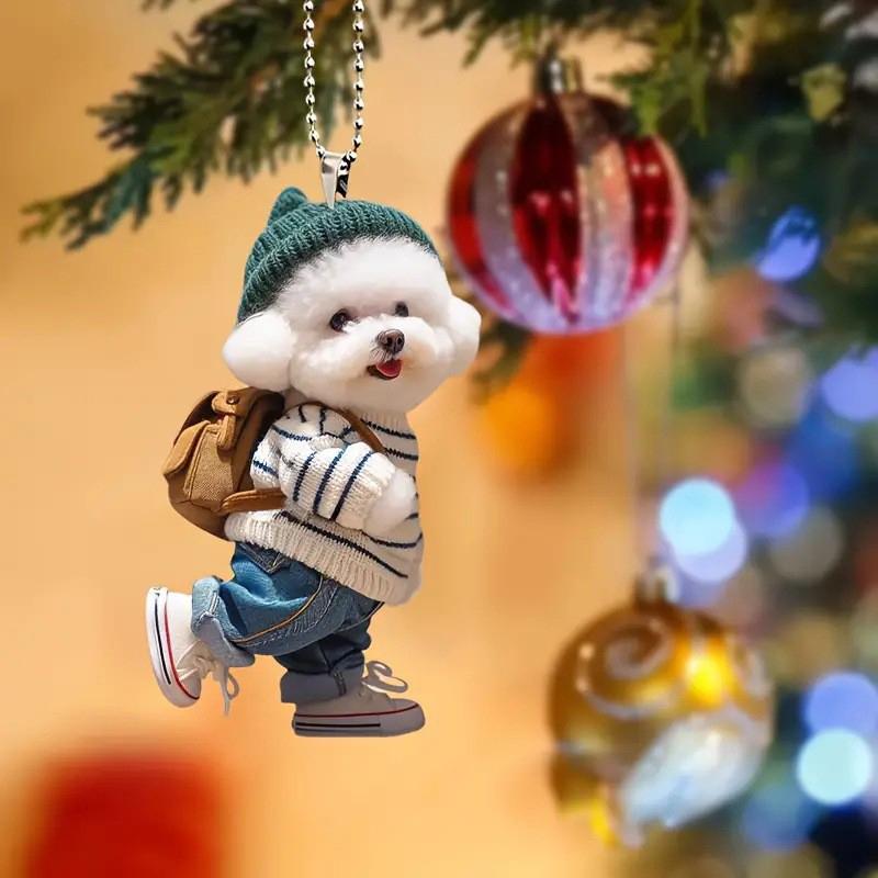 Product Introduction of Creative Puppy Man Backpack Rearview Mirrors Pendant Car Hanging Ornaments Car Decoration Accessories Gifts For Women Men 11