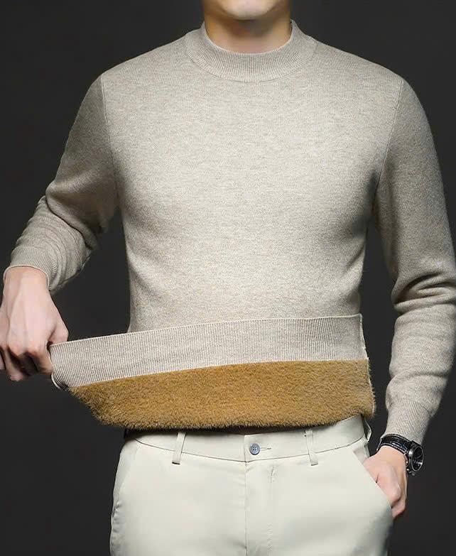 L014 - Áo len nam cổ 3 phân lót lông hàng Quảng Châu cao cấp Hạnh Hoàng Design