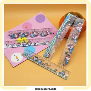 TSA  Penggaris Karakter Lucu 15 cm Motif Skala Anak Pelajar Mahasiswa Kartun Hewan Jerapah Plastik Lurus Pengaris Sekolah Kantor Motif Lucu 15 cm Bahan Plastik