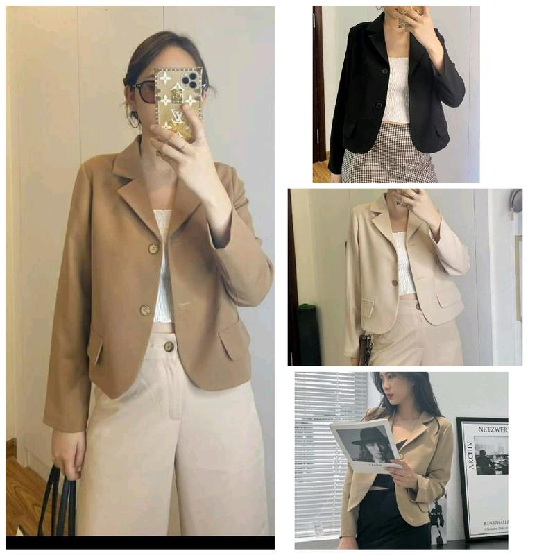 áo khoác blazer nữ dáng ngắn dài tay 2 lớp  Màu đen, Màu trắng,be nâu đủ sai s,m,l,xl