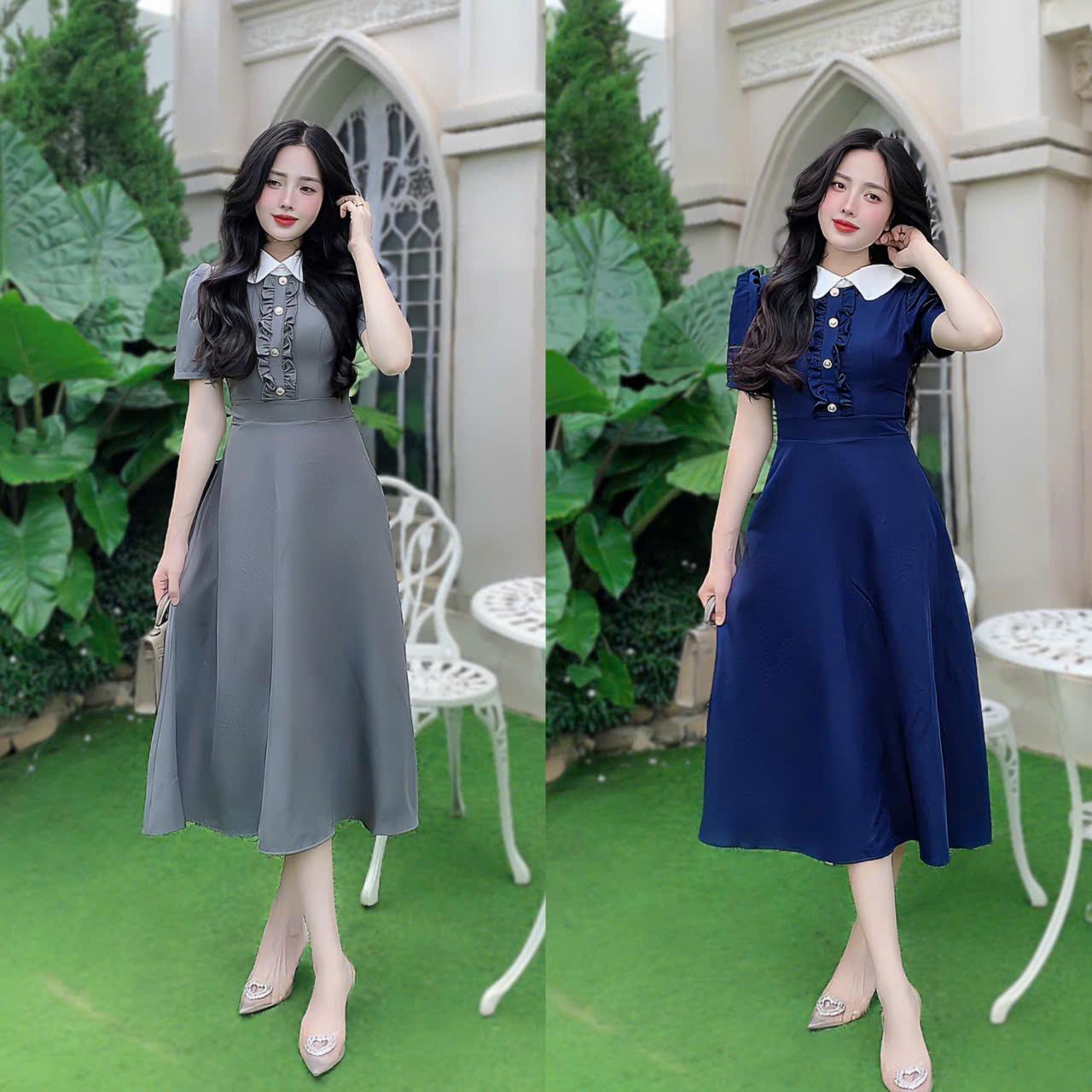 Váy Thời Trang Nữ Coor Sow Mi Phối Ren Vải Cotton Lạnh Cao Cấp Thanh lịch 40 - 95Kg - A.1425